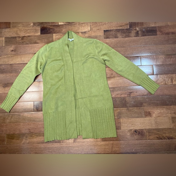 Vila Milano Open Front Knit Cardigan Womens Medium Army Green Long Sleeve - Picture 1 of 8